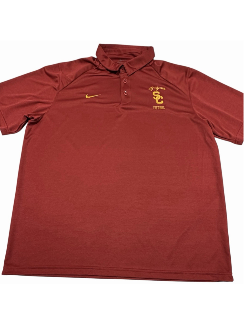 Nike USC Trojans Polo Shirt Mens XL Red Dri Fit Short Sleeve Performance Sports